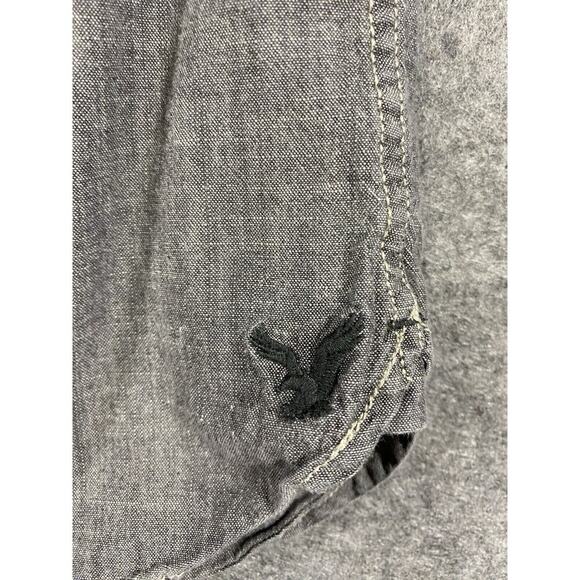 American Eagle Shirt Extra Large Gray Chambray Long Sleeve Button Up - Picture 6 of 11